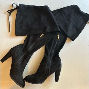 Catherine Malandrino Thigh High Black Heeled Boots Size 9